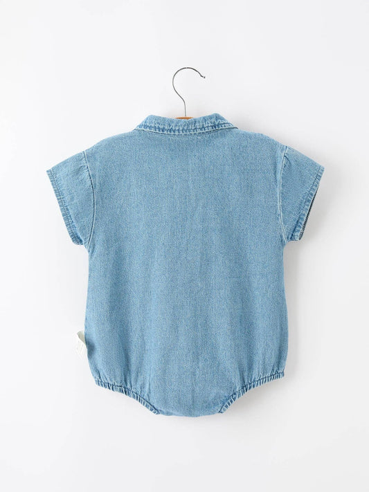 Baby Denim Romper Short Sleeve Polo