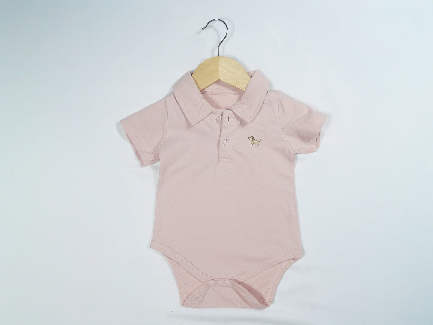 Short Sleeve Puppy Embroidery Cotton Polo Romper