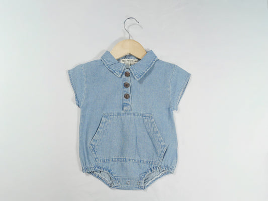 Baby Denim Romper Short Sleeve Polo