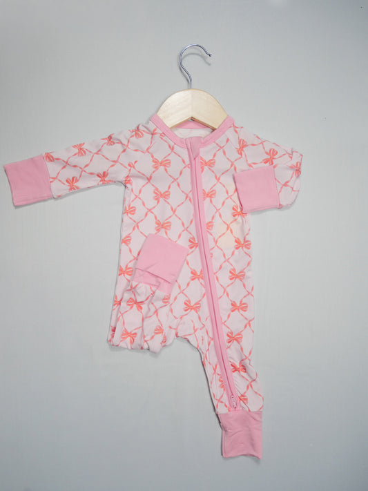 Bamboo Baby Convertible Zipper Pajama Beautiful Bows