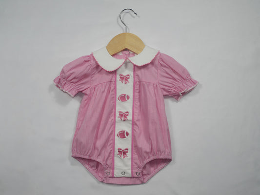 Pink Bows & Footballs Infant Romper