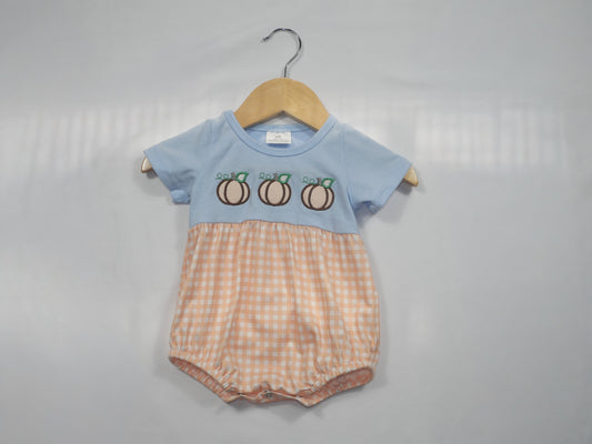 Baby Boy Pumpkin Appliqué Fall Bubble