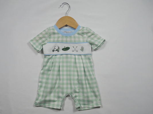 Green Golf Embroidered Romper