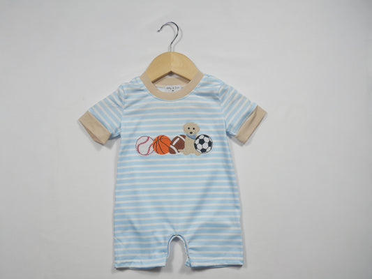 Blue Puppy Sport Embroidered Stripe Romper