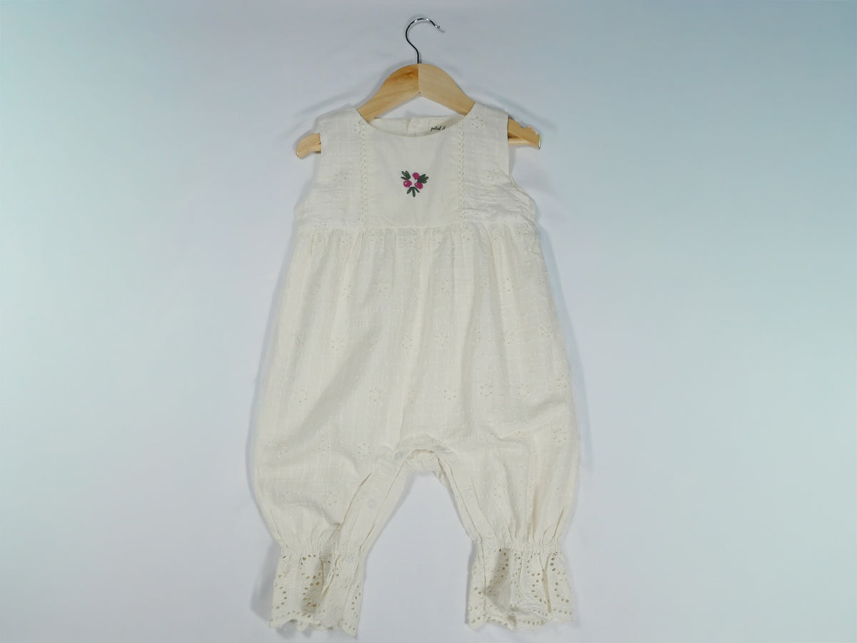 Off White Embroidery Floral Lace Jumpsuit