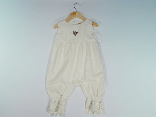 Off White Embroidery Floral Lace Jumpsuit
