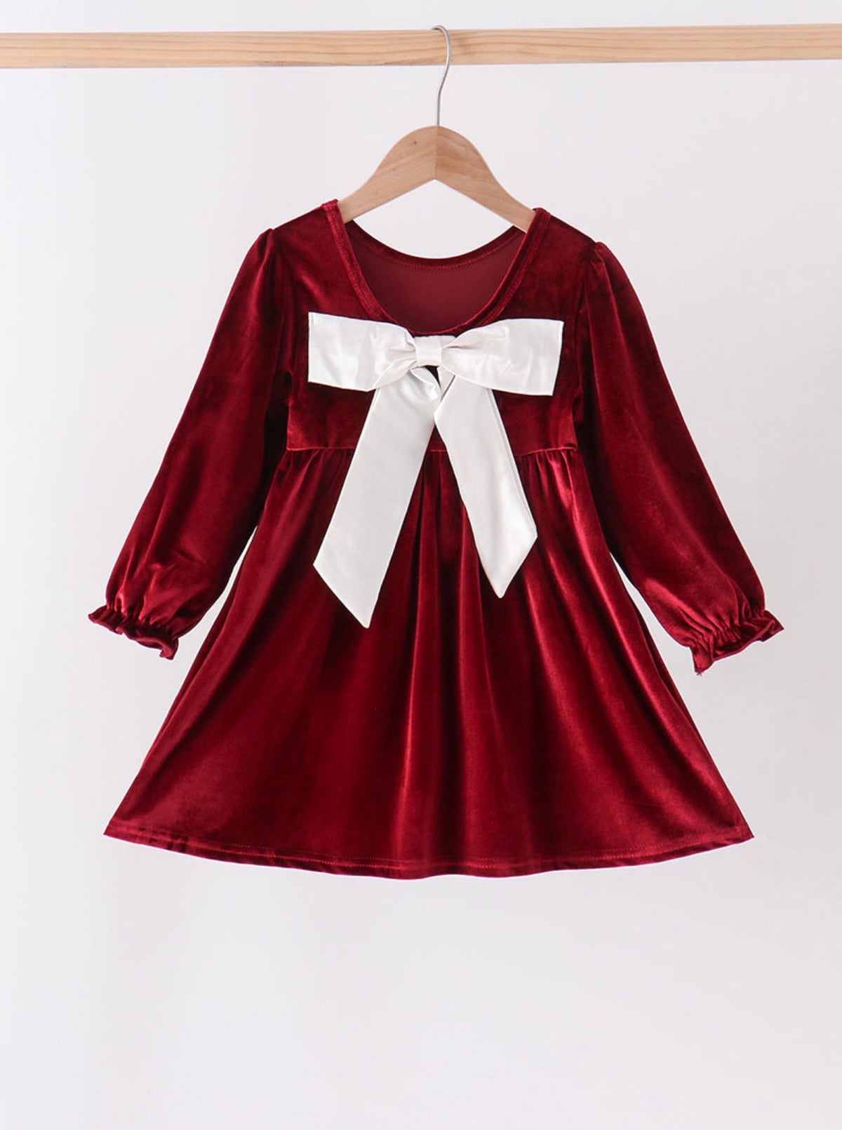 Maroon Velvet Bow Dress