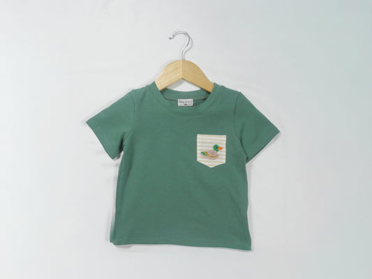 Green Mallard Embroidery Pocket Top