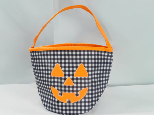 Pumpkin Appliqué Gingham Basket