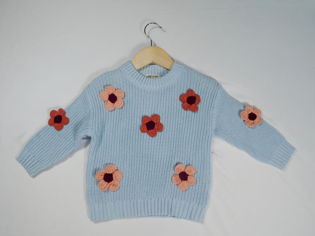 Blue Floral Sweater