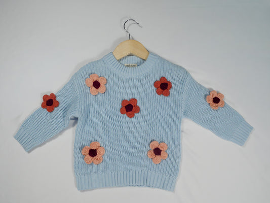 Blue Floral Sweater