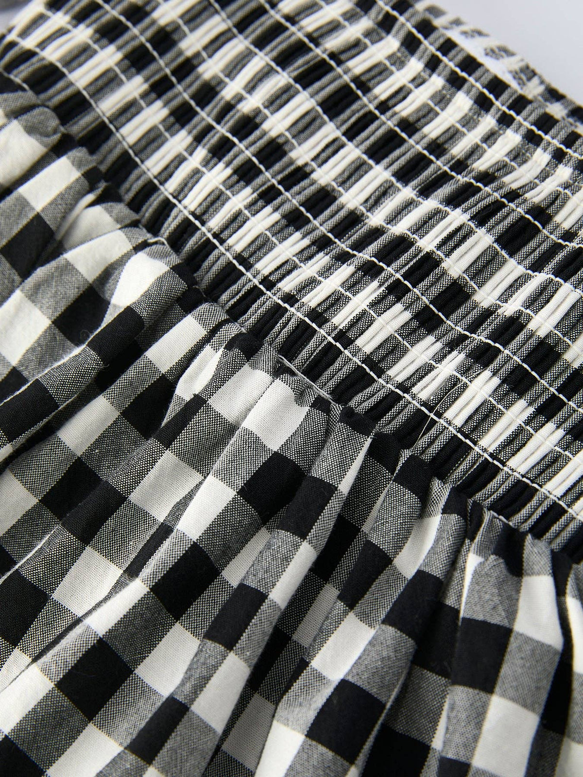 Plaid Girl Smocked Puff Sleeve Bloomer Set