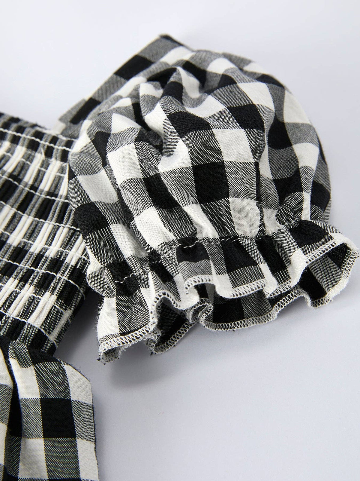 Plaid Girl Smocked Puff Sleeve Bloomer Set