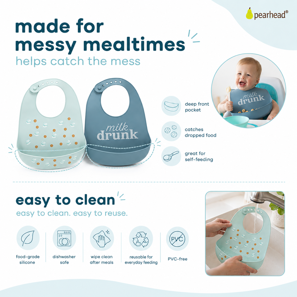 Milk Drunk Silicone Baby Bib Set