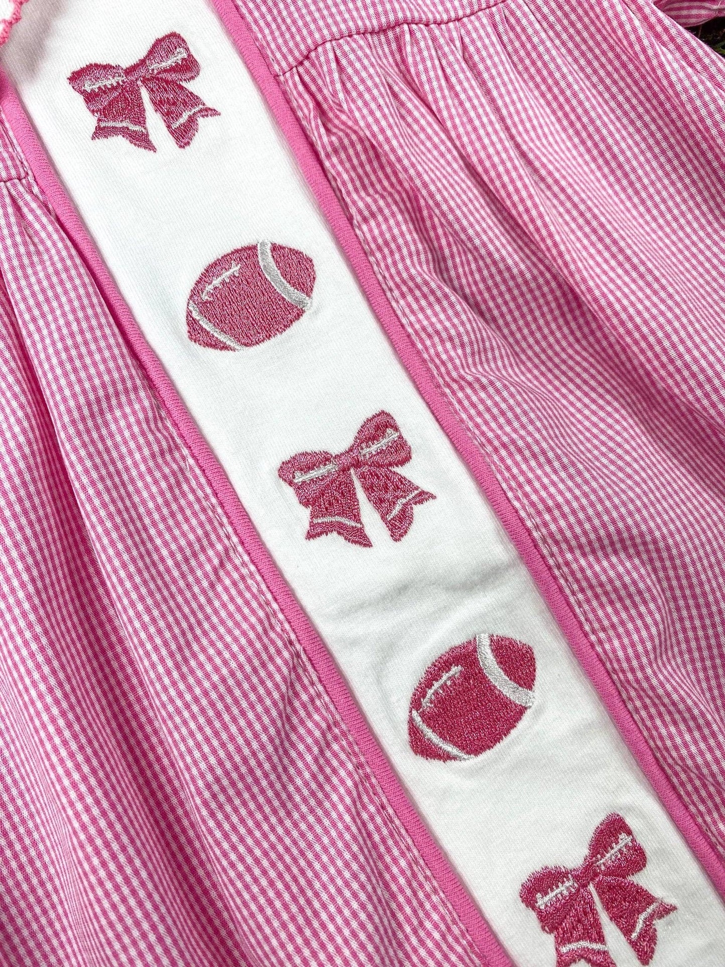 Pink Bows & Footballs Infant Romper